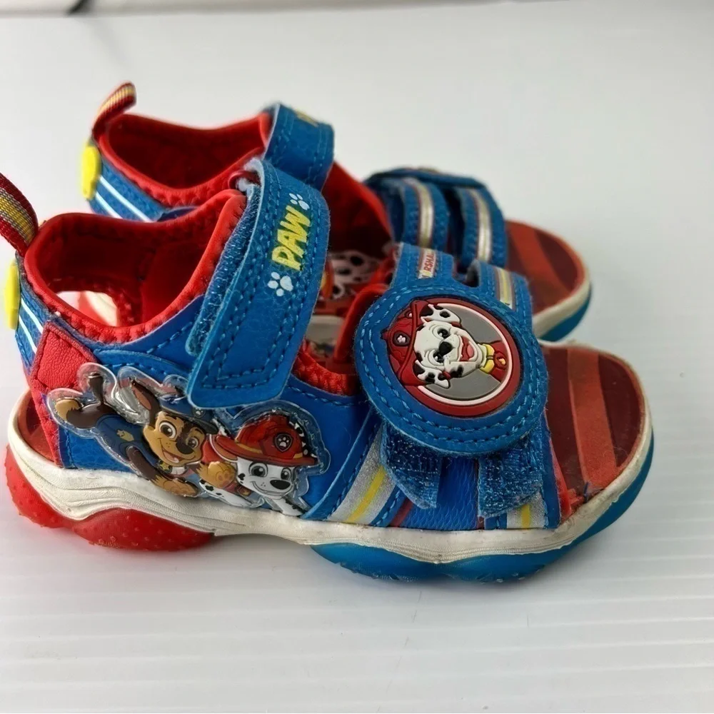 Paw Patrol sandals toddler size 8 Marshall and Chase Hook and Loop straps